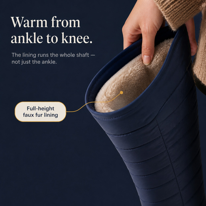 Hohe Winterstiefel mit Steppdesign und warmem Plüschfutter
