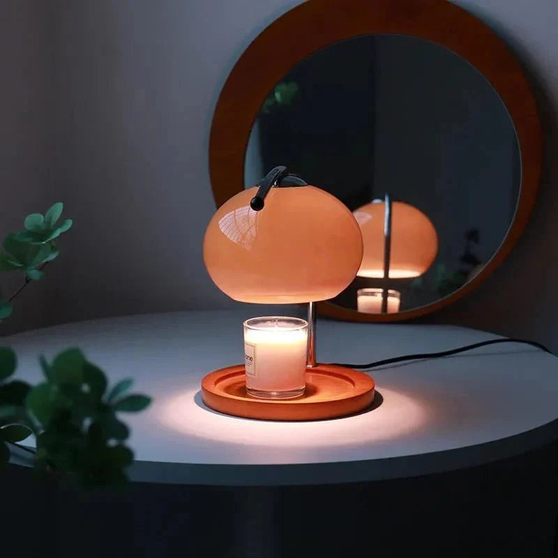 Lámpara de mesa retro para calentar velas con luz ambiental