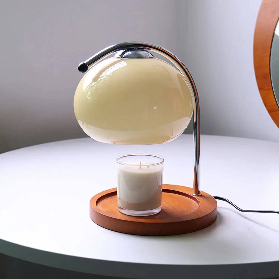 Lámpara de mesa retro para calentar velas con luz ambiental