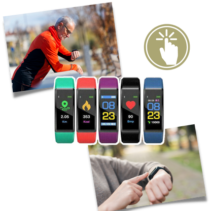Pulsera inteligente fitness con medición de frecuencia cardíaca, presión arterial, pasos y monitorización del sueño