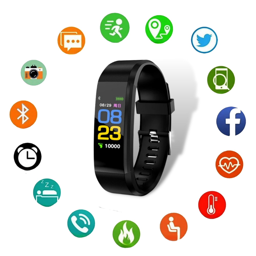 Pulsera inteligente fitness con medición de frecuencia cardíaca, presión arterial, pasos y monitorización del sueño