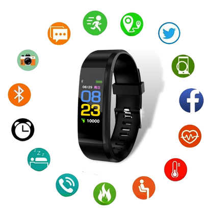 Pulsera inteligente fitness con medición de frecuencia cardíaca, presión arterial, pasos y monitorización del sueño