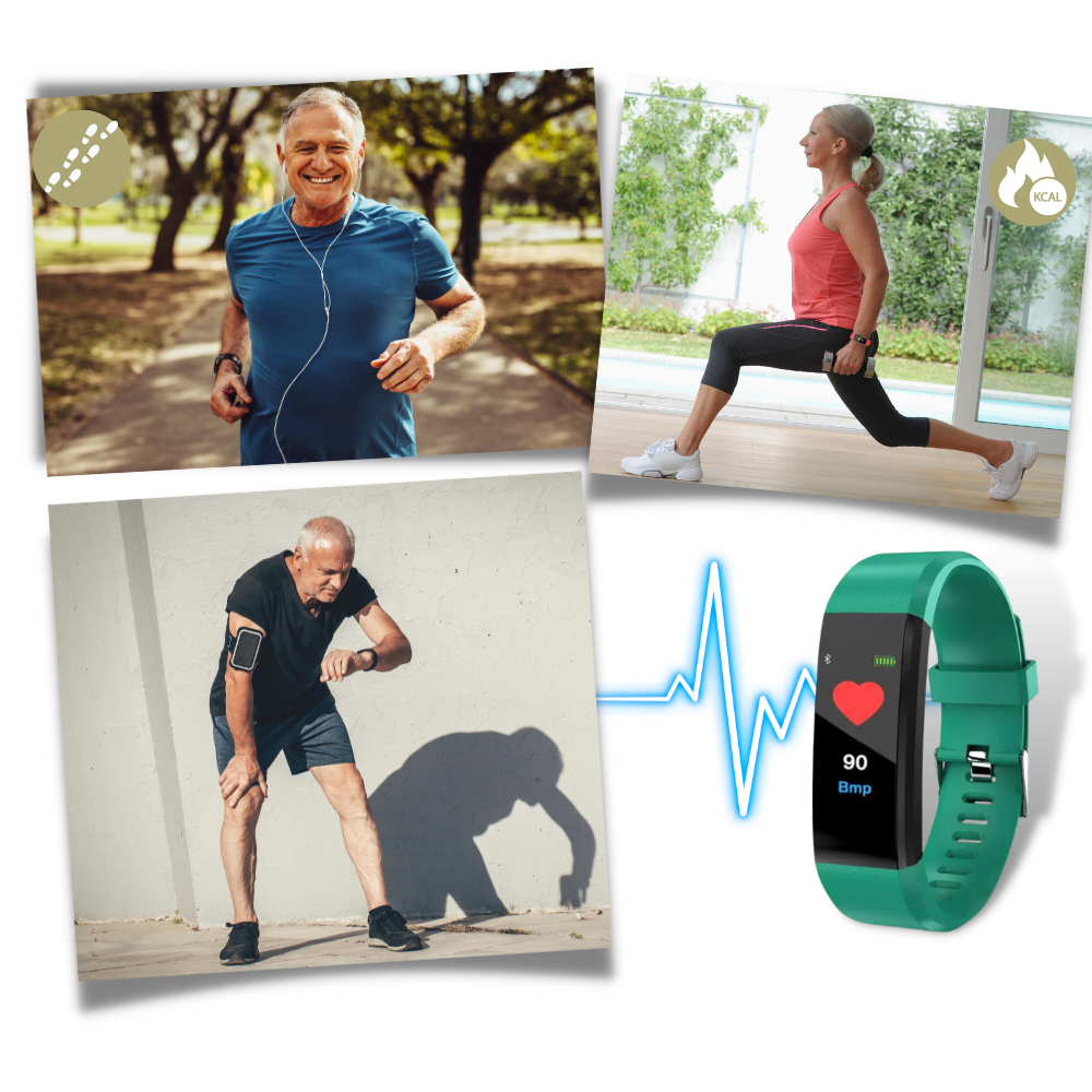 Pulsera inteligente fitness con medición de frecuencia cardíaca, presión arterial, pasos y monitorización del sueño