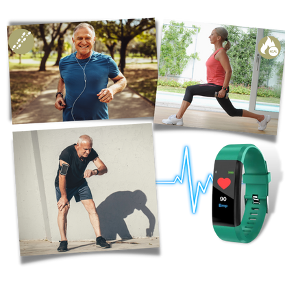 Pulsera inteligente fitness con medición de frecuencia cardíaca, presión arterial, pasos y monitorización del sueño