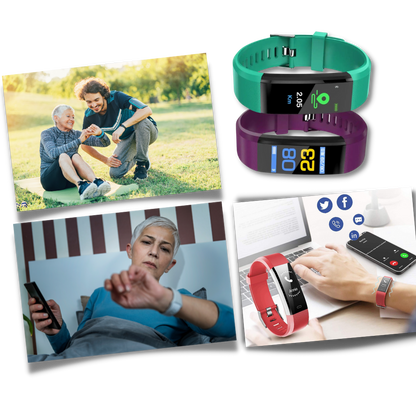 Pulsera inteligente fitness con medición de frecuencia cardíaca, presión arterial, pasos y monitorización del sueño