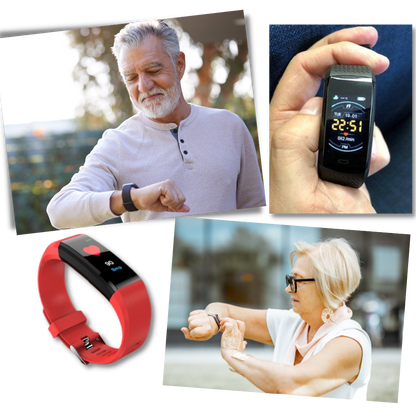 Pulsera inteligente fitness con medición de frecuencia cardíaca, presión arterial, pasos y monitorización del sueño
