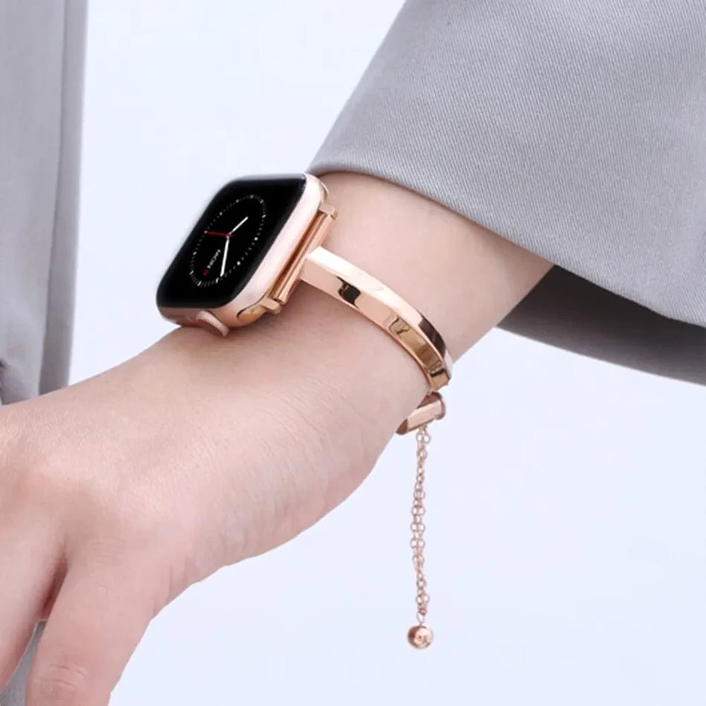 Slim Link Band: lujosa pulsera de acero inoxidable para el Apple Watch de mujer.