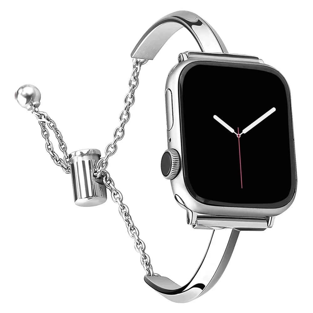 Slim Link Band: lujosa pulsera de acero inoxidable para el Apple Watch de mujer.