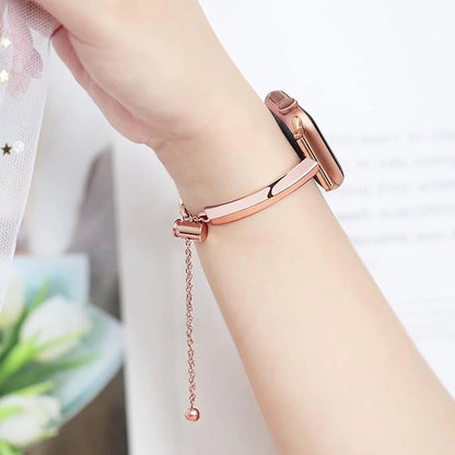 Slim Link Band: lujosa pulsera de acero inoxidable para el Apple Watch de mujer.