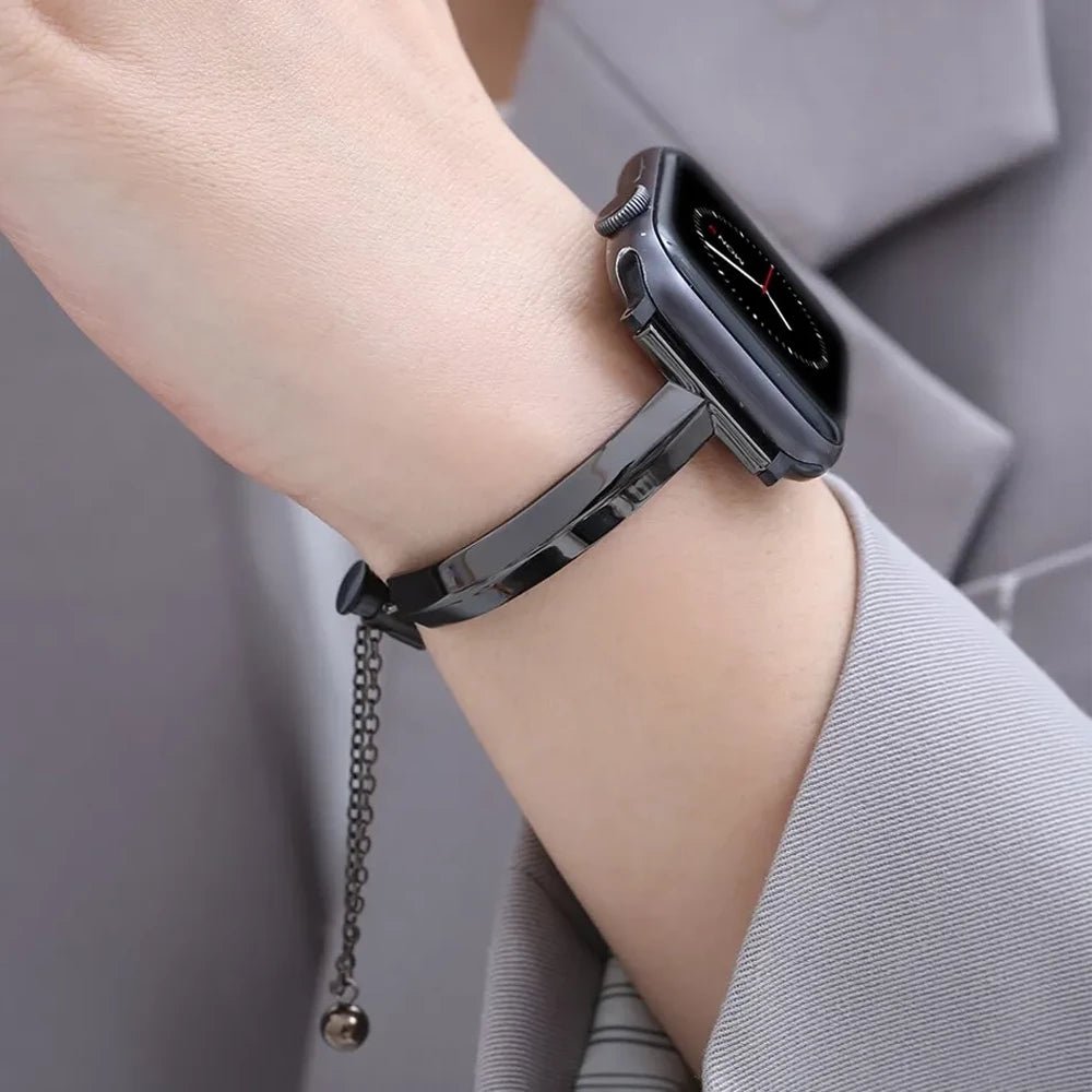 Slim Link Band: lujosa pulsera de acero inoxidable para el Apple Watch de mujer.