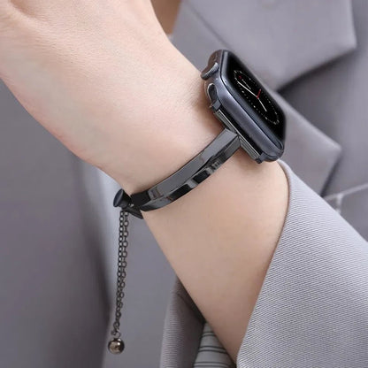Slim Link Band: lujosa pulsera de acero inoxidable para el Apple Watch de mujer.