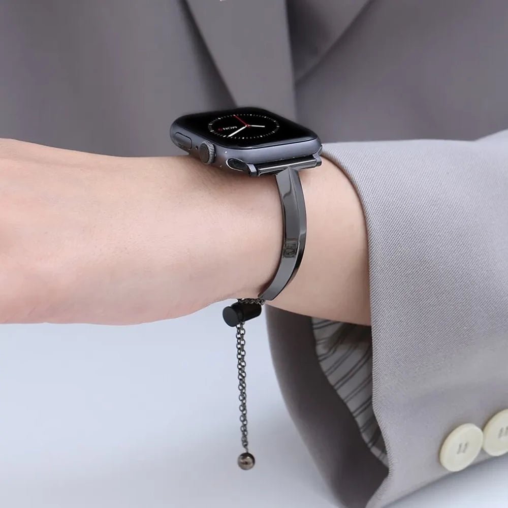 Slim Link Band: lujosa pulsera de acero inoxidable para el Apple Watch de mujer.