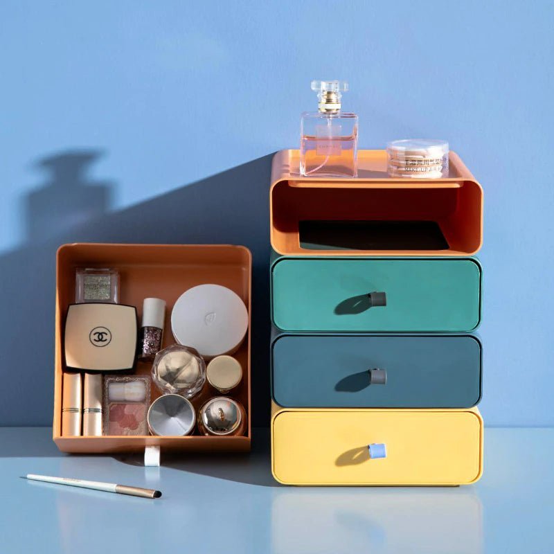 Caja de almacenamiento apilable con cajón para el escritorio y el hogar