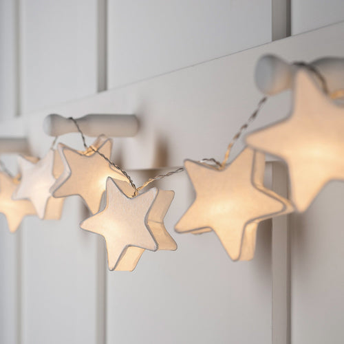 Grinalda de luzes LED com motivos de papel em forma de estrela, coração ou árvore de Natal