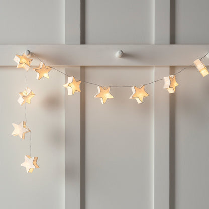 Grinalda de luzes LED com motivos de papel em forma de estrela, coração ou árvore de Natal
