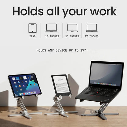 Soporte plegable ajustable para laptop y tableta de hasta 17 pulgadas