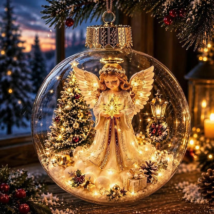Bola de Navidad iluminada con decoración en miniatura de invierno