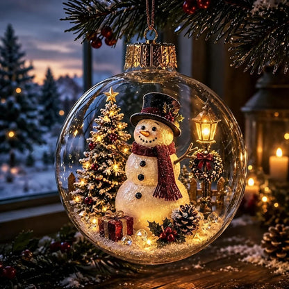 Bola de Navidad iluminada con decoración en miniatura de invierno