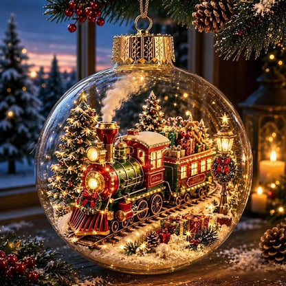 Bola de Navidad iluminada con decoración en miniatura de invierno