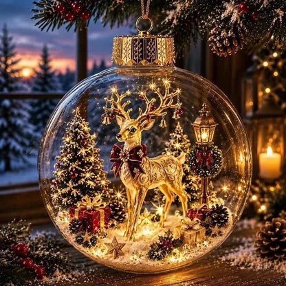 Bola de Navidad iluminada con decoración en miniatura de invierno