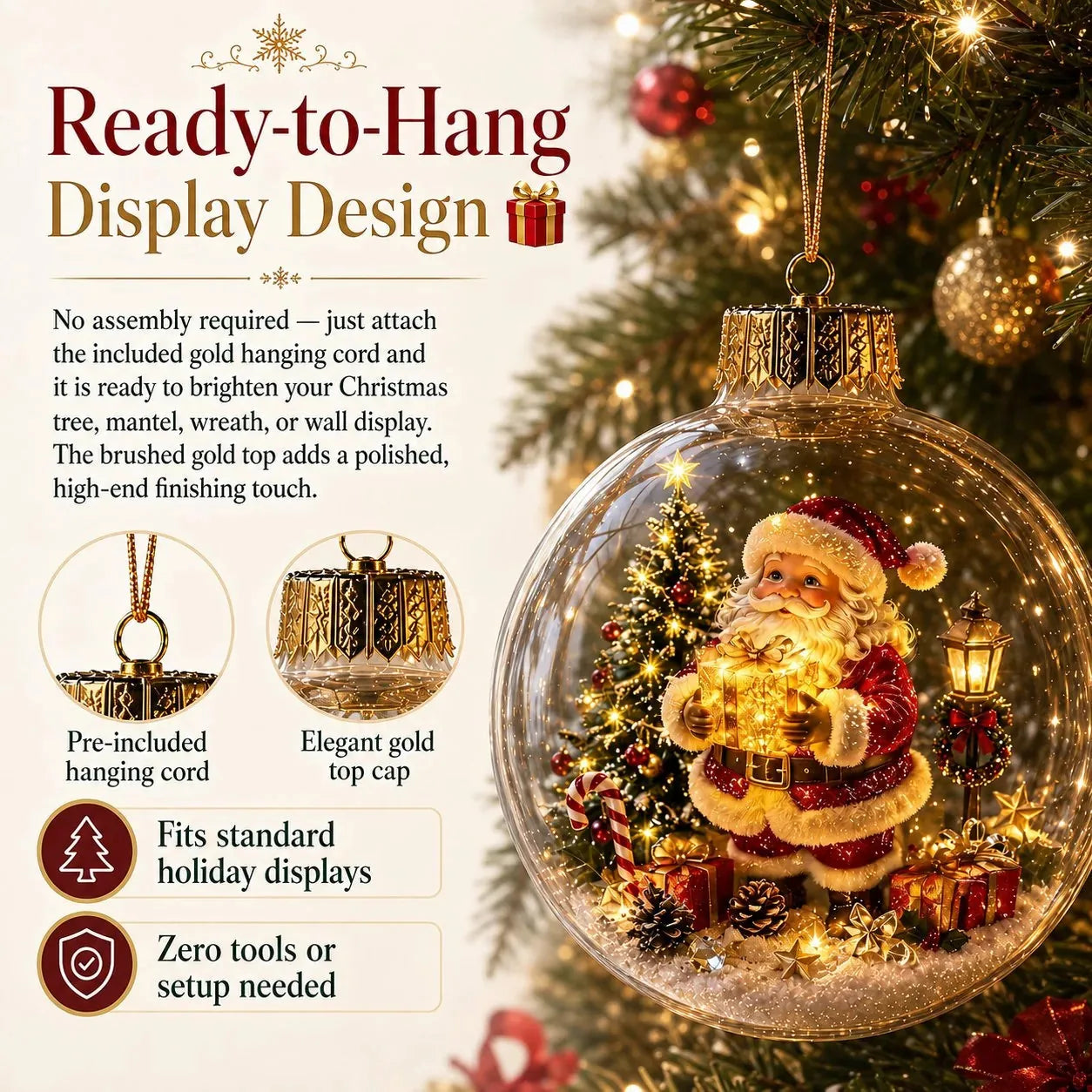 Bola de Navidad iluminada con decoración en miniatura de invierno