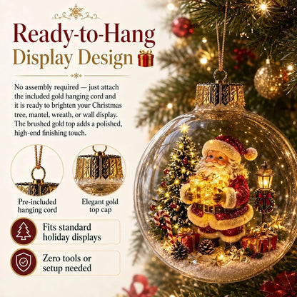 Bola de Navidad iluminada con decoración en miniatura de invierno