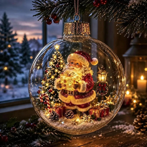 Bola de Natal iluminada com decoração em miniatura de inverno