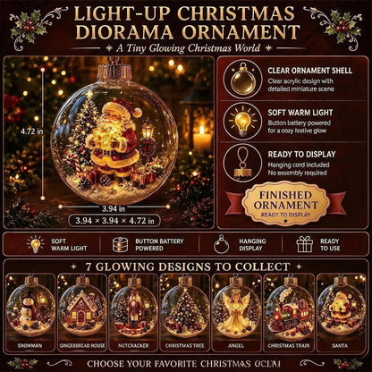 Bola de Navidad iluminada con decoración en miniatura de invierno