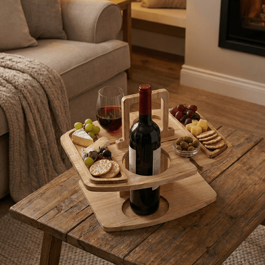 Tragbarer Weintisch aus Holz für Picknick und Aperitif