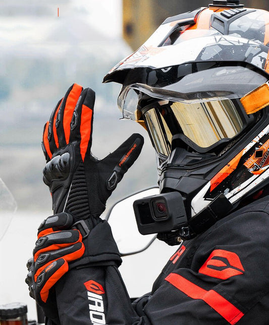 Winter-Motorradhandschuhe mit Knöchelschutz und Touchscreen-Funktion