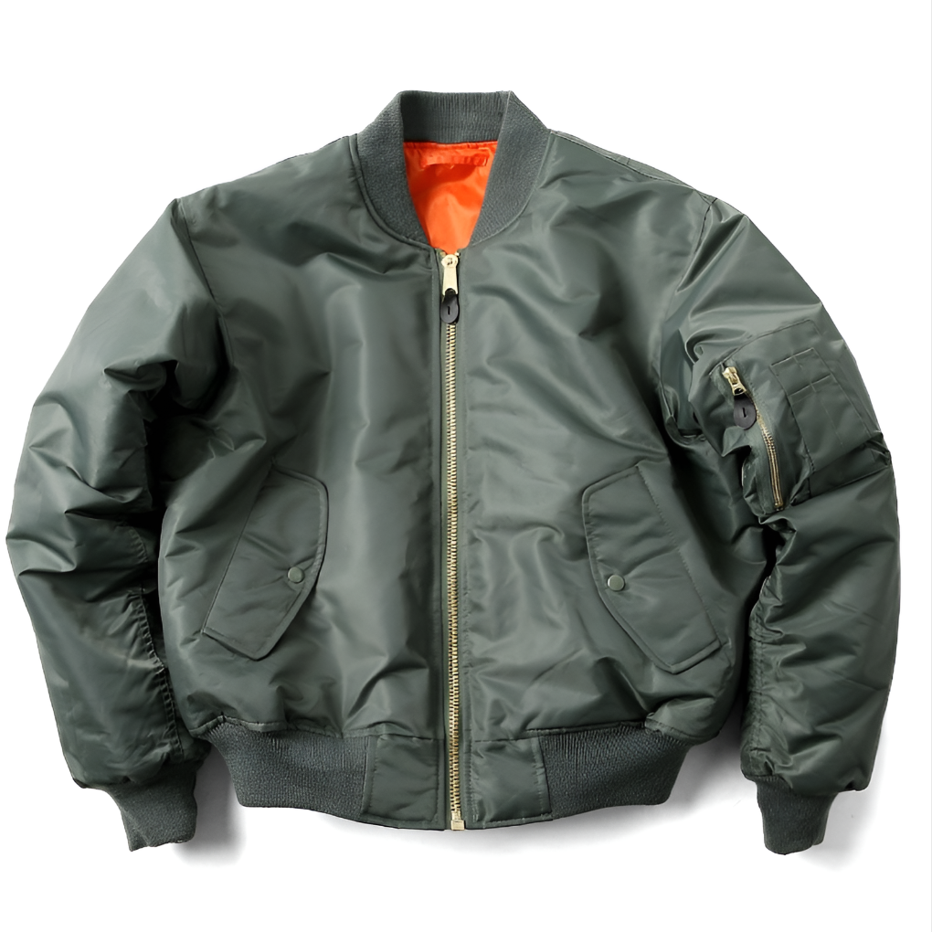 Unisex Bomberjacke mit Reißverschluss und Rippbündchen