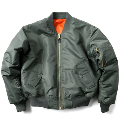 Unisex Bomberjacke mit Reißverschluss und Rippbündchen