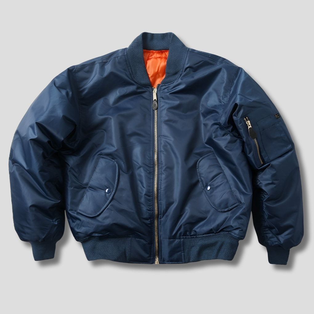 Unisex Bomberjacke mit Reißverschluss und Rippbündchen