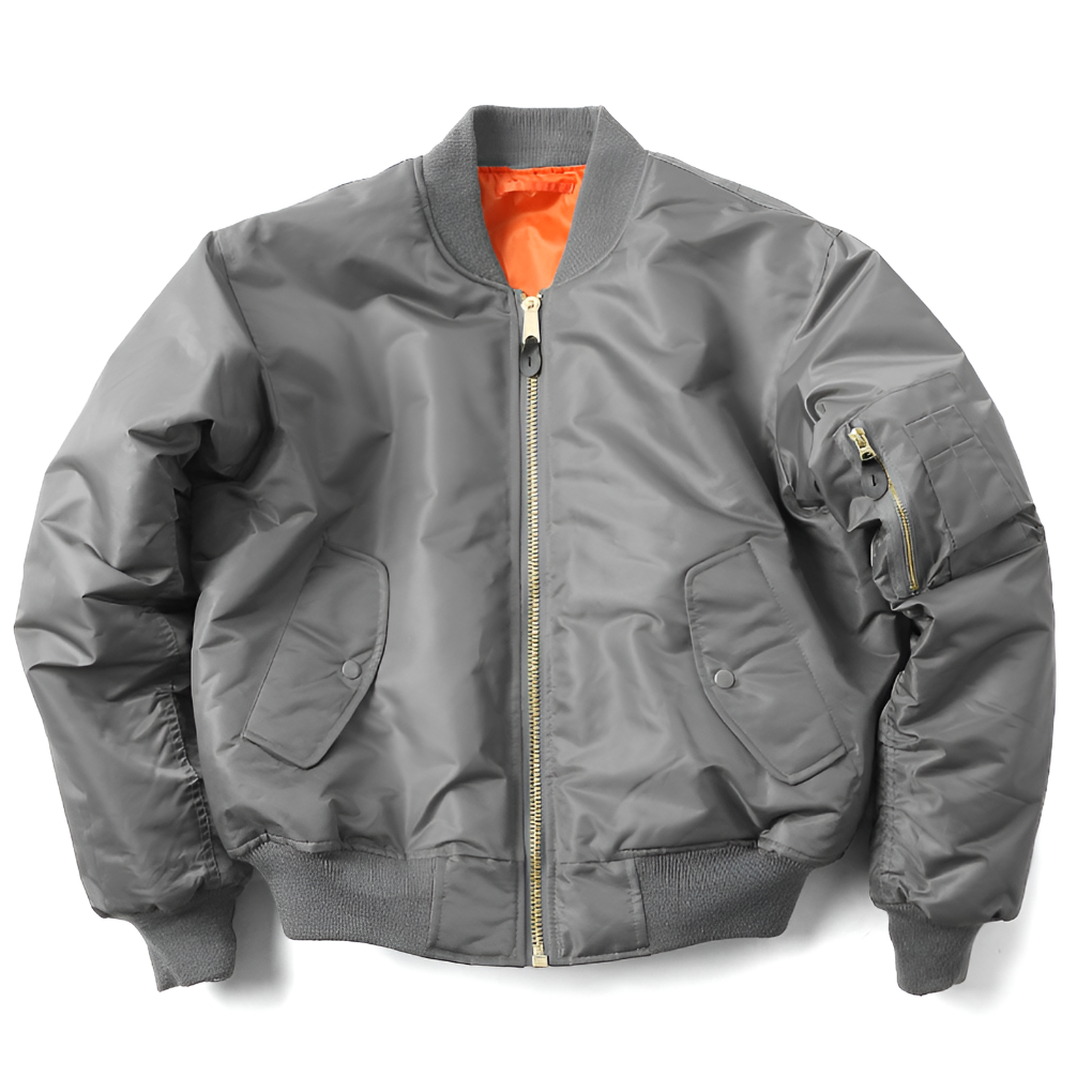 Unisex Bomberjacke mit Reißverschluss und Rippbündchen
