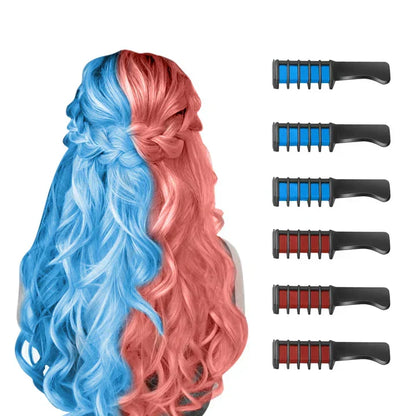 Giz de cabelo temporário com pente para madeixas coloridas e penteados