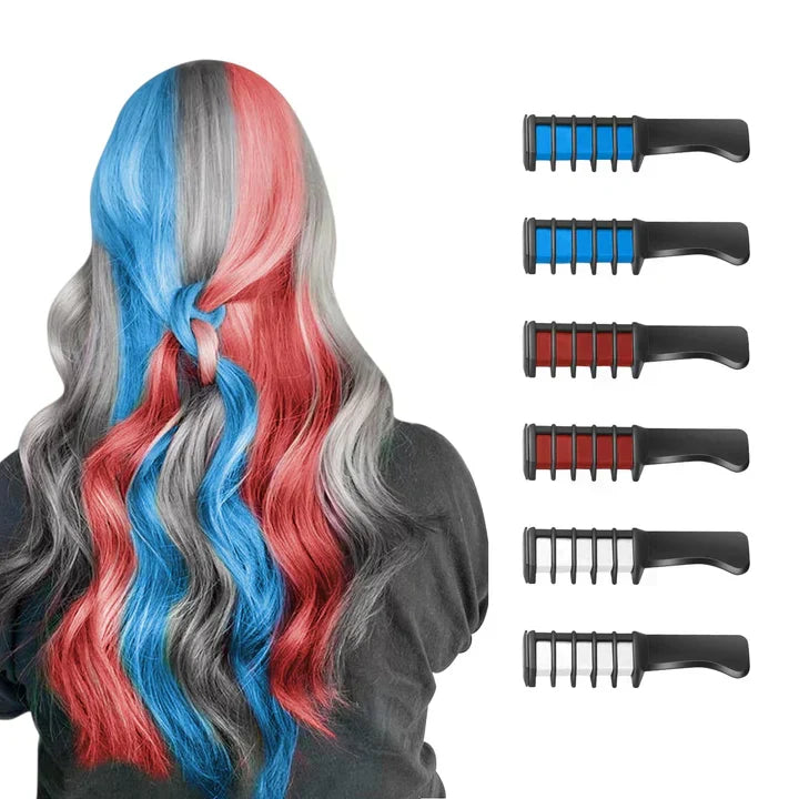 Giz de cabelo temporário com pente para madeixas coloridas e penteados