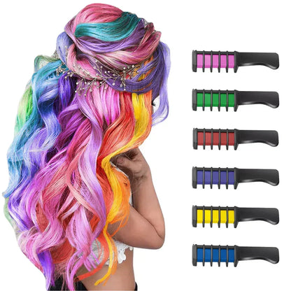 Giz de cabelo temporário com pente para madeixas coloridas e penteados