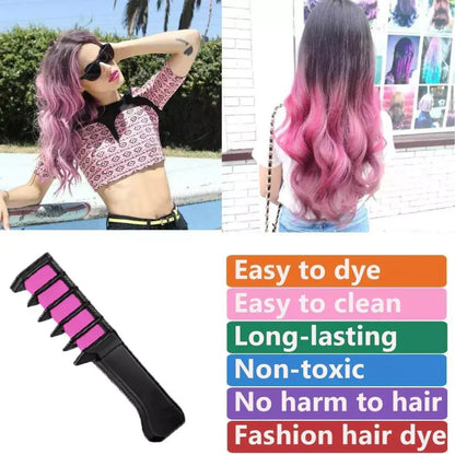 Giz de cabelo temporário com pente para madeixas coloridas e penteados