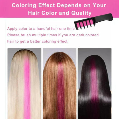 Giz de cabelo temporário com pente para madeixas coloridas e penteados