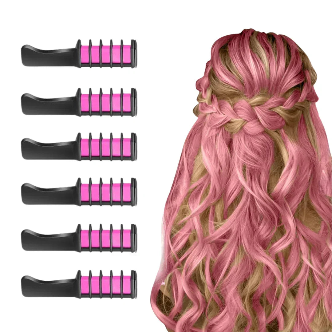 Giz de cabelo temporário com pente para madeixas coloridas e penteados