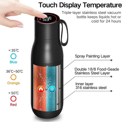 Trinkflasche mit UV-C-Licht, digitaler Temperaturanzeige und Reinigungsfunktion