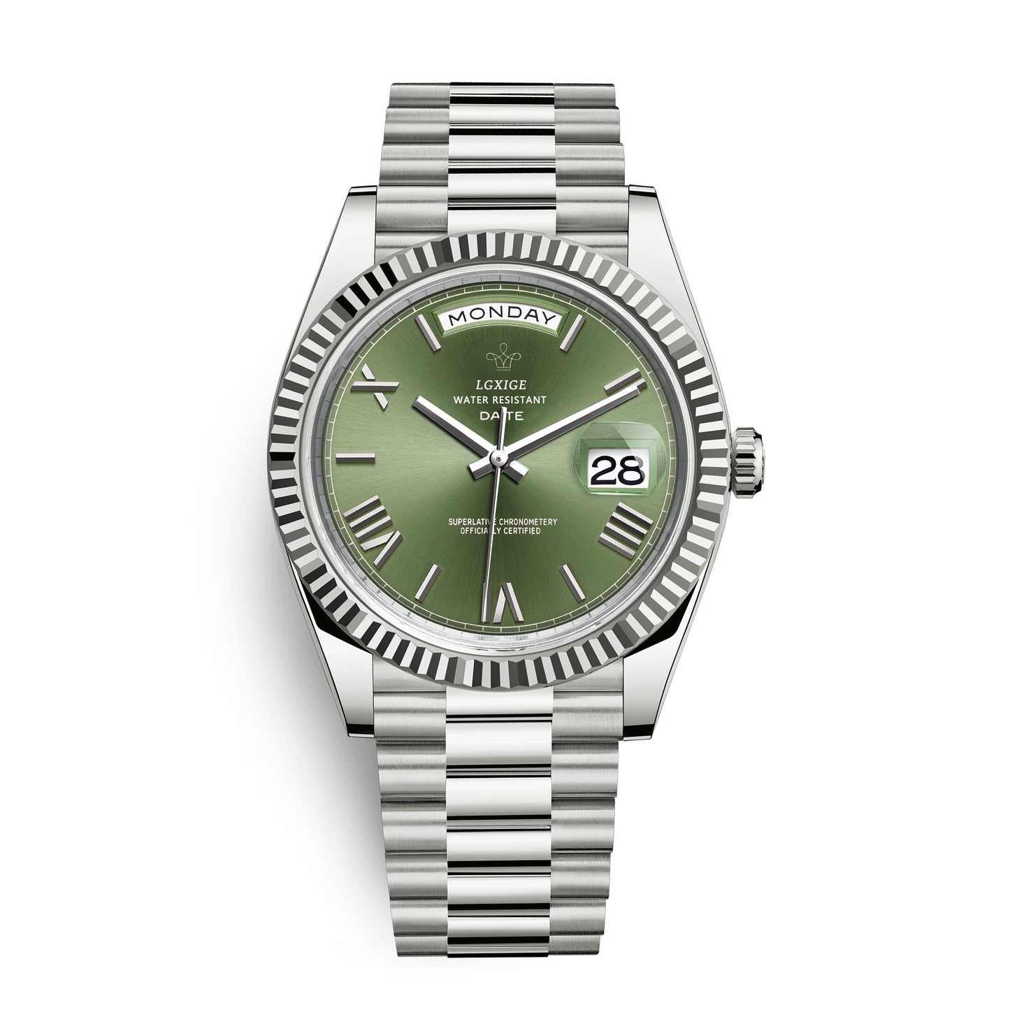 Reloj de pulsera automático para hombre con visualización de día y fecha: atemporal y elegante.