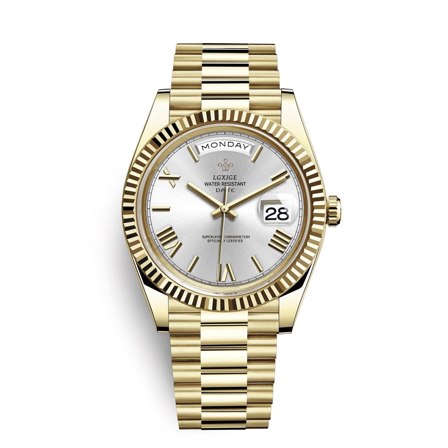 Reloj de pulsera automático para hombre con visualización de día y fecha: atemporal y elegante.