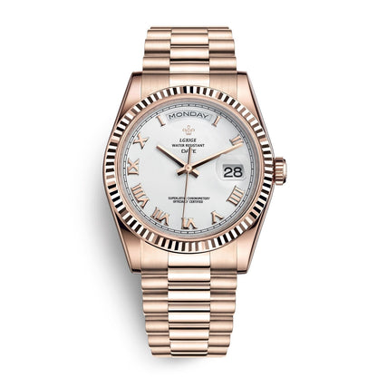 Reloj de pulsera automático para hombre con visualización de día y fecha: atemporal y elegante.