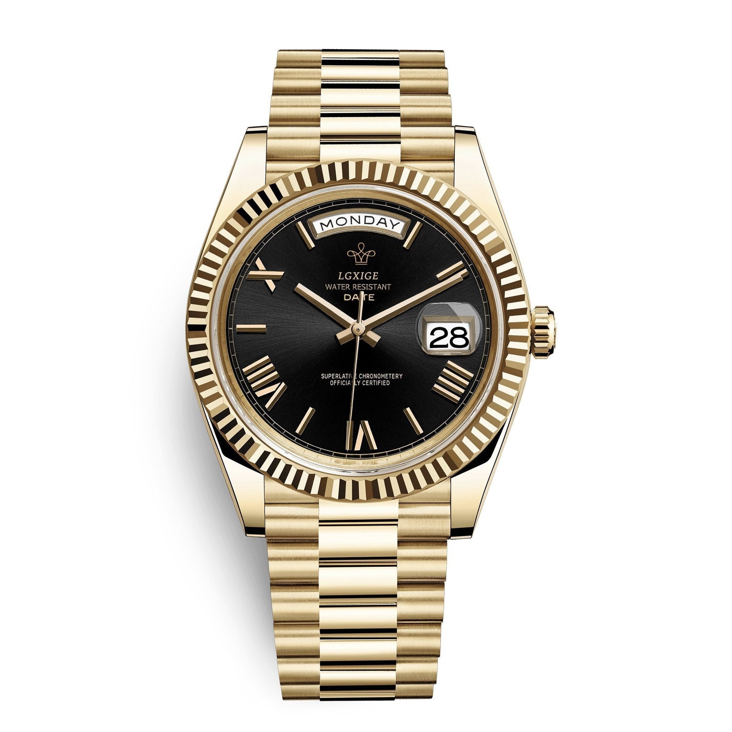 Reloj de pulsera automático para hombre con visualización de día y fecha: atemporal y elegante.