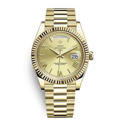 Reloj de pulsera automático para hombre con visualización de día y fecha: atemporal y elegante.