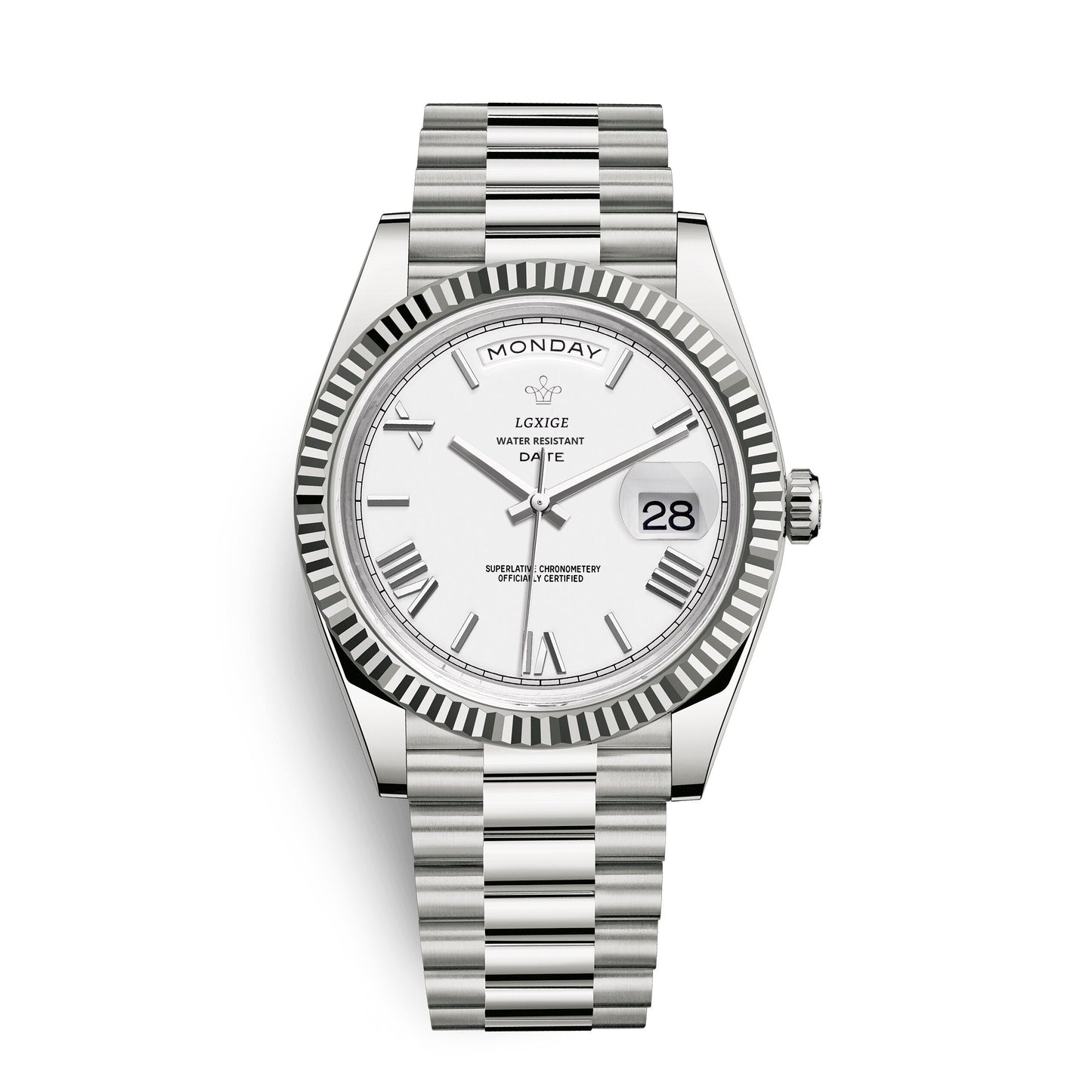 Reloj de pulsera automático para hombre con visualización de día y fecha: atemporal y elegante.