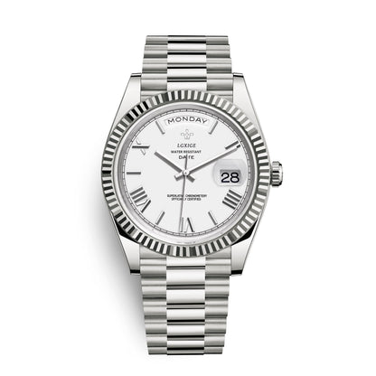 Reloj de pulsera automático para hombre con visualización de día y fecha: atemporal y elegante.