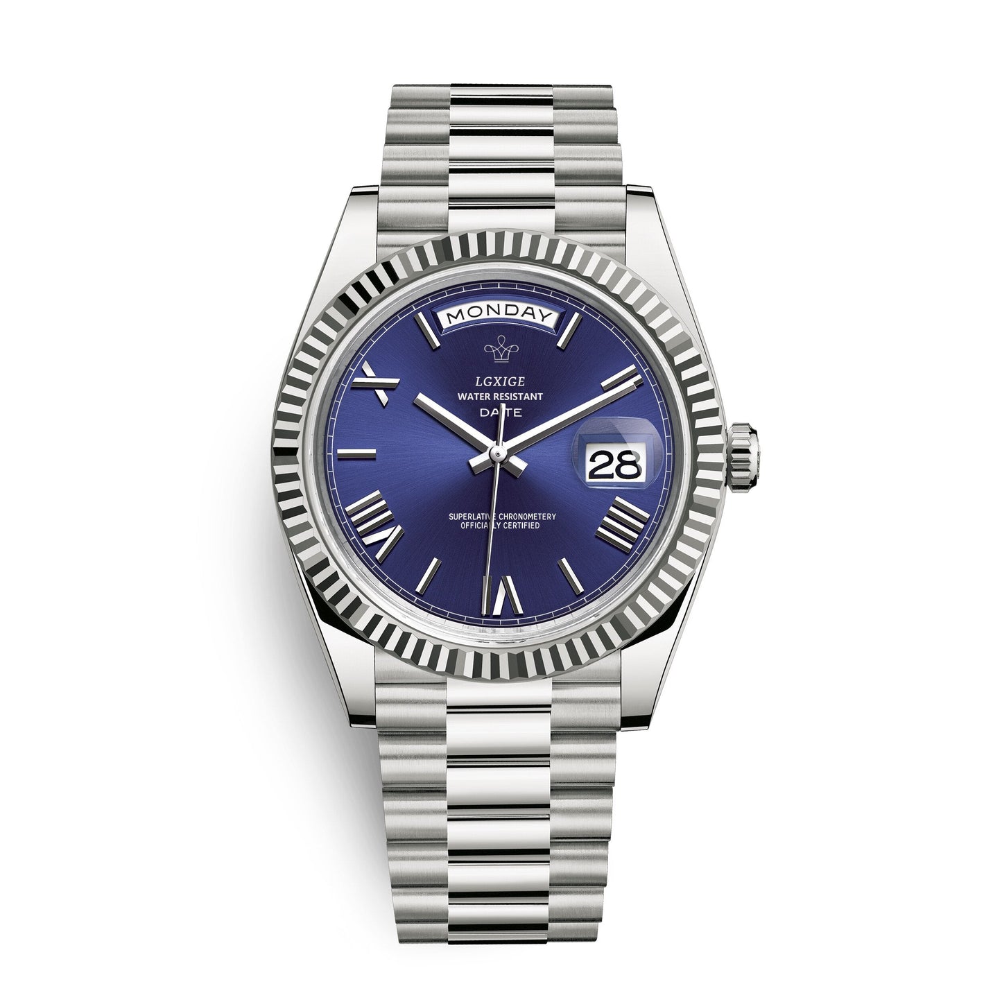 Reloj de pulsera automático para hombre con visualización de día y fecha: atemporal y elegante.