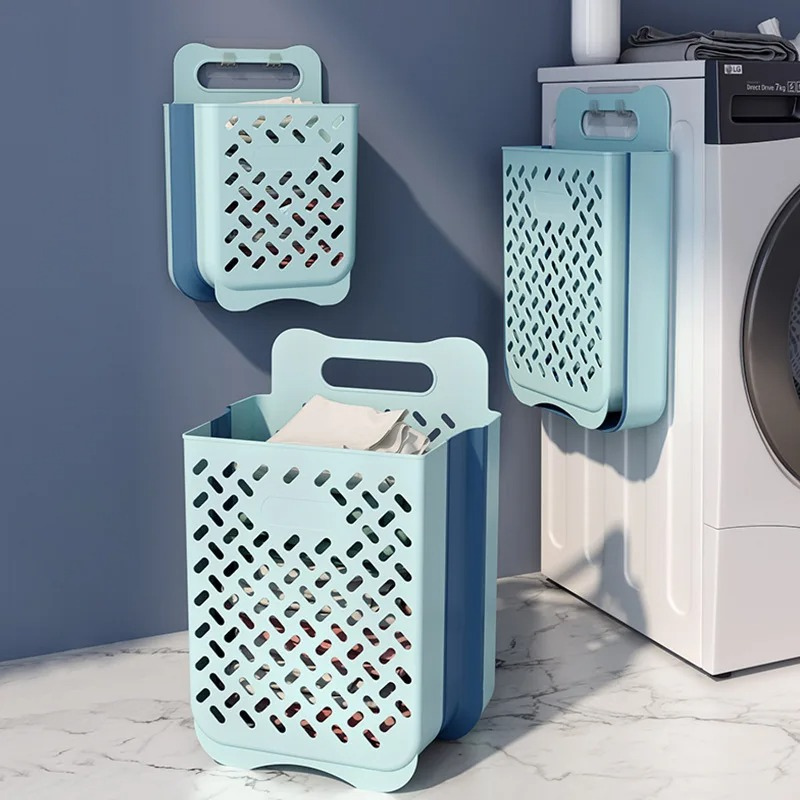 Cesto de ropa de pared plegable con orificios de ventilación